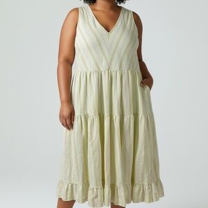 Anthropologie three tiered ruffled midi dress with low scooped back